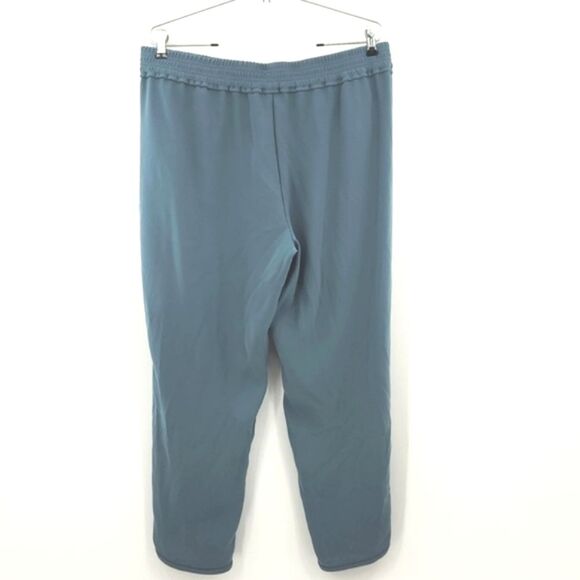 J Crew Reese Crepe Pants Size 12 Blue Green Pull On Elastic Waist Tulip Hem Boho - Picture 2 of 8